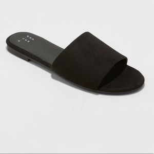 Black suede slides size 8 wide A New Day